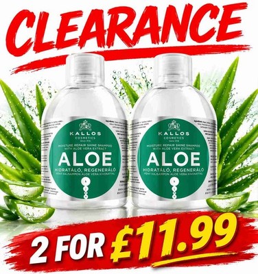 2 x Kallos Aloe Shampoo Moisture Repair Glanz mit Aloe Vera Extrakt 1000ml B...