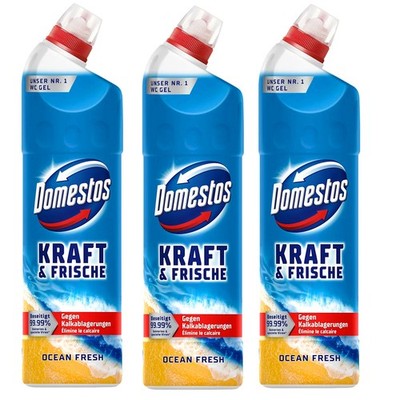 3X 750Ml Domestos Active Power Toilet Gel Ocean Fresh Multi Pack Cleaner