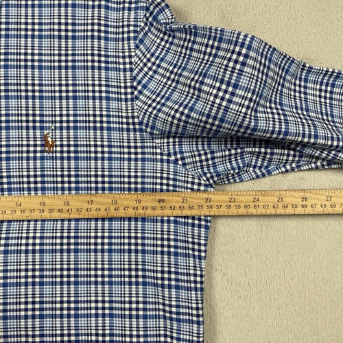 Ralph Lauren Shirt Mens Medium Blue Plaid Flesh Pony Button Down Classic Preppy - Picture 4 of 7