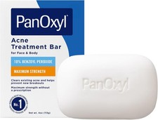 Acne Treatment Bar with 10 Benzoyl Peroxide, Maximum Strength Bar Soap for