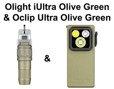 Olight iUltra Olive Green OAL Keychain Flashlight & Oclip Ultra