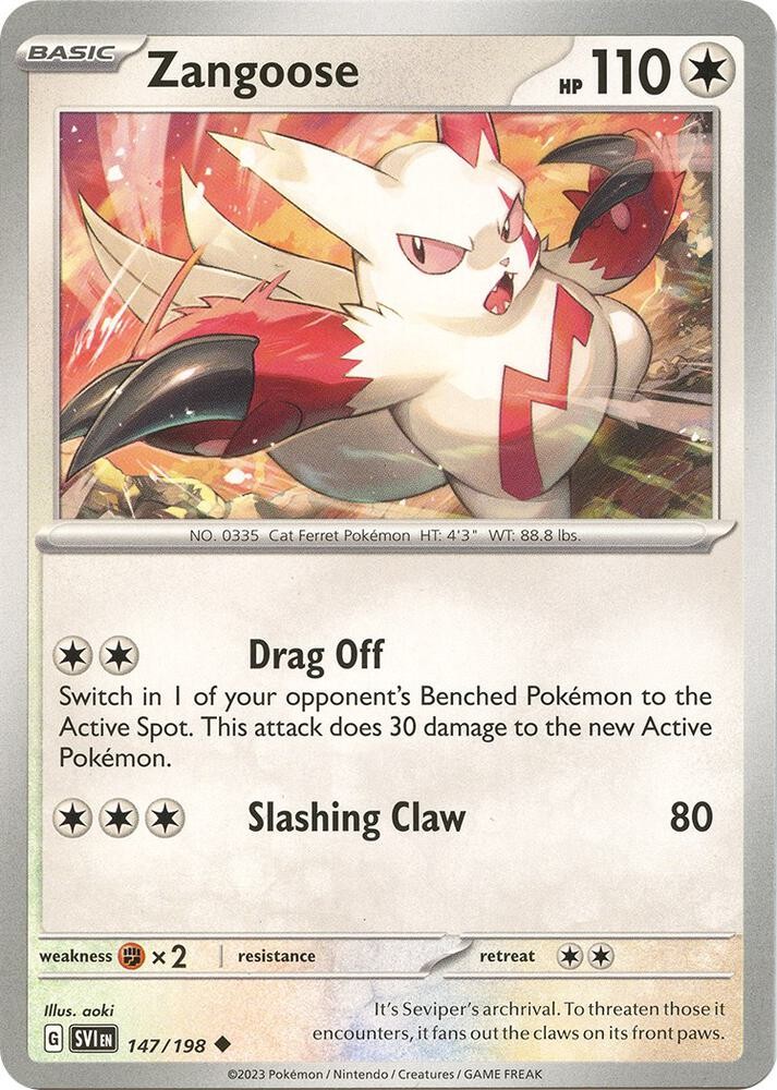 Zangoose #147/198 Sv01 Scarlet & Violet Base Set Reverse Holo Pokemon TCG NM