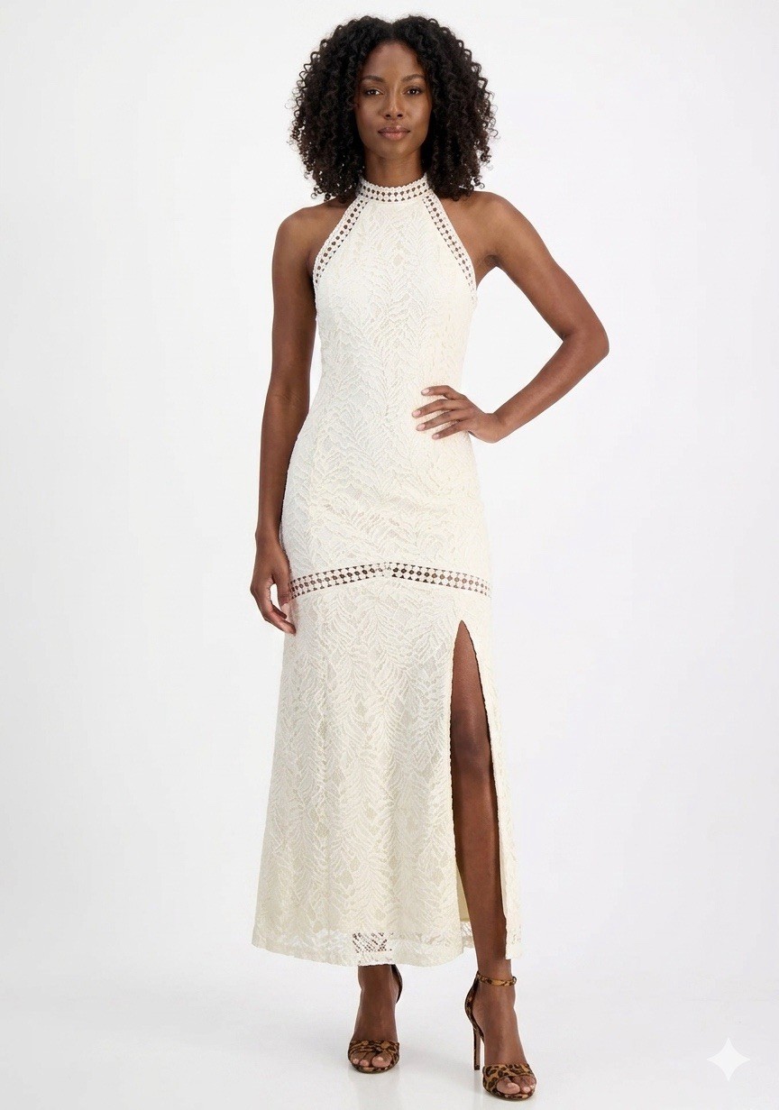 Guess Women's New Liza High-Neck Sleeveless Dress Size Small Ivory
