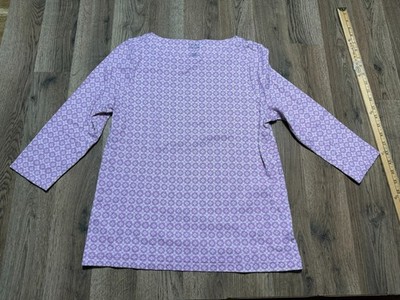 Croft & Barrow Shirt Women's Size Medium Purple White 3/4 Sleeve Shirt