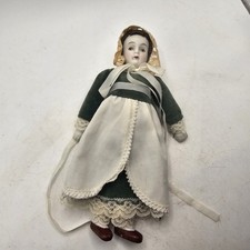 Vintage Doll with Porcelain Head Hands, And Feet Velvet Cloth Body 7" Taiwan