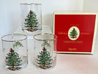 Set of (3) Spode Christmas Tree Low-Ball Old Fashioned 14 oz Gold Rimmed Glasses