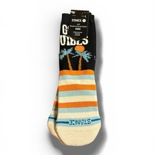 Stance Kids Wade Collection casual crew Socks - Orange and blue Large 3-5.5 New