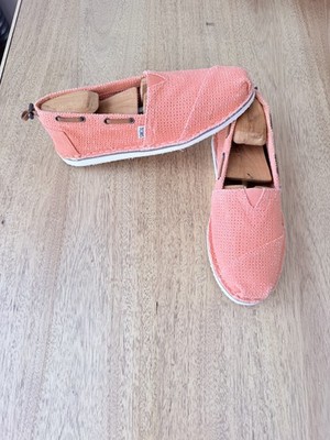 Toms Bimini Stitchout  Orange Perforated Women 7.5 Slip On Casual Flat Shoes 