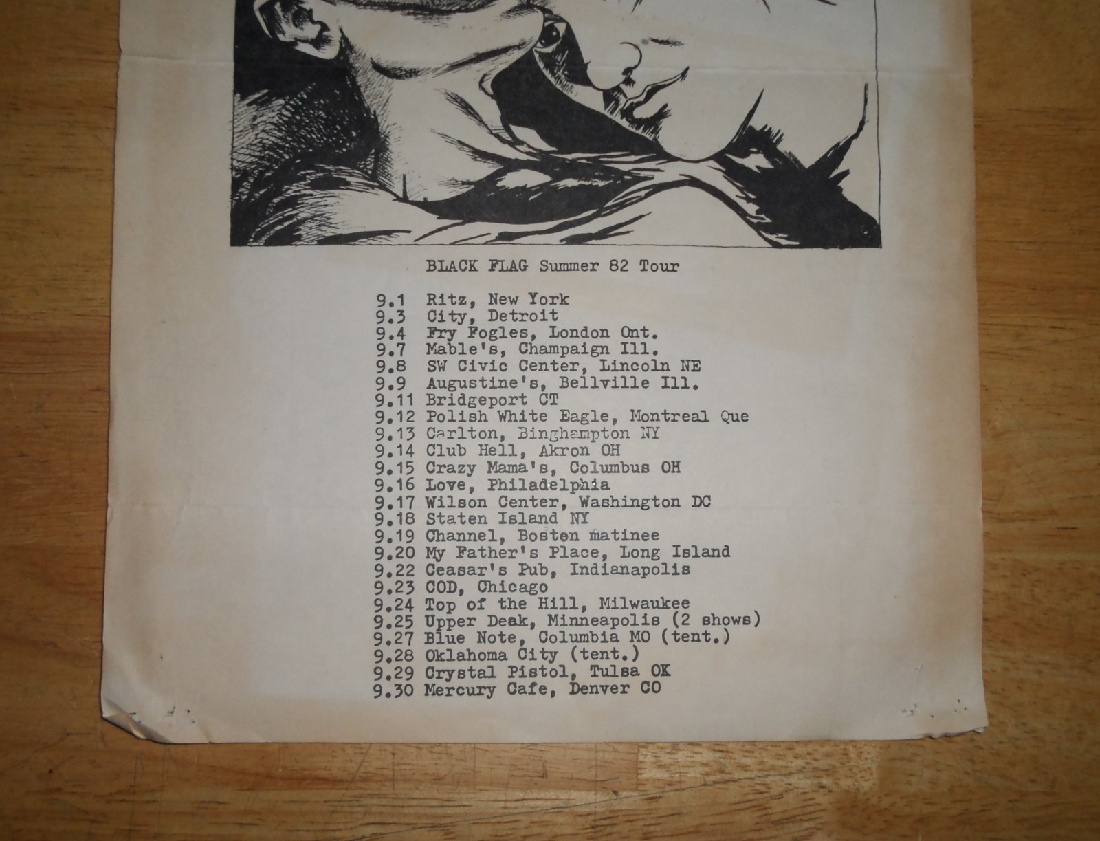 1982 Original Black Flag Summer 82 Tour Concert Poster Flyer Punk Vintage 80s