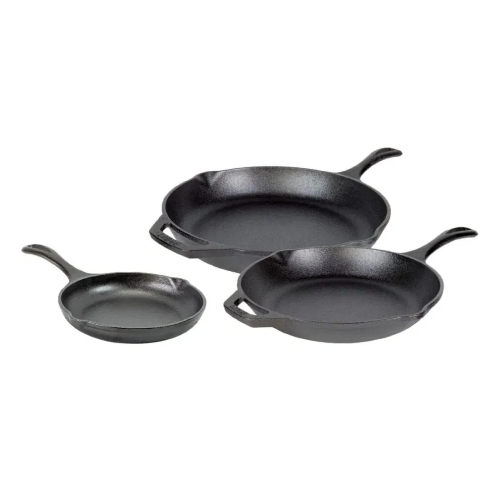 Lodge Chef Collection 3pc Cast Iron Skillet Set: 8, 10, 12 Inch Oven & Grill
