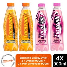Lucozade Energy Orange & Pink Lemonade Sparkling Glucose 4x900ml Multipack