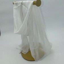 Vintage Made in Italy White Sheer Chiffon Scarf 54x10 Oblong Polyester Wrap