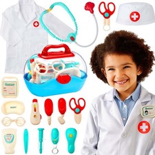Play Doctor Kit for Kids, Boys  Girls w/ 18 Accessories, Doctor's Coat, Hat