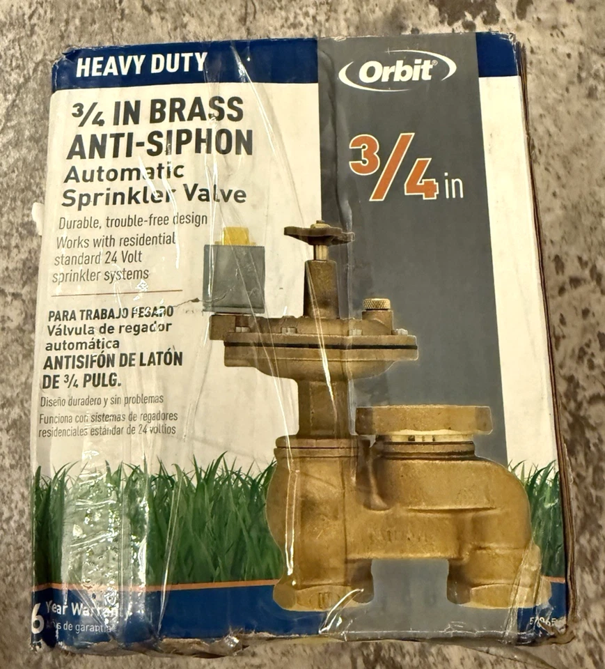 Válvula antisifón automática de latón Orbit 57065 3/4 pulgadas FPT con control de flujo Foto 2 de 4