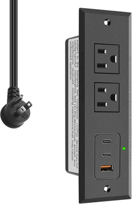 Recessed Power Strip With Two Usb-c Ports, Fast Charging Usb A Port Desk O