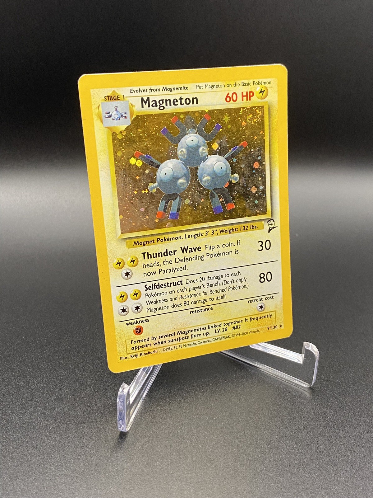 Pokémon TCG Magneton Base Set 2 Holo Unlimited Rare Card 9/130 Swirl NM