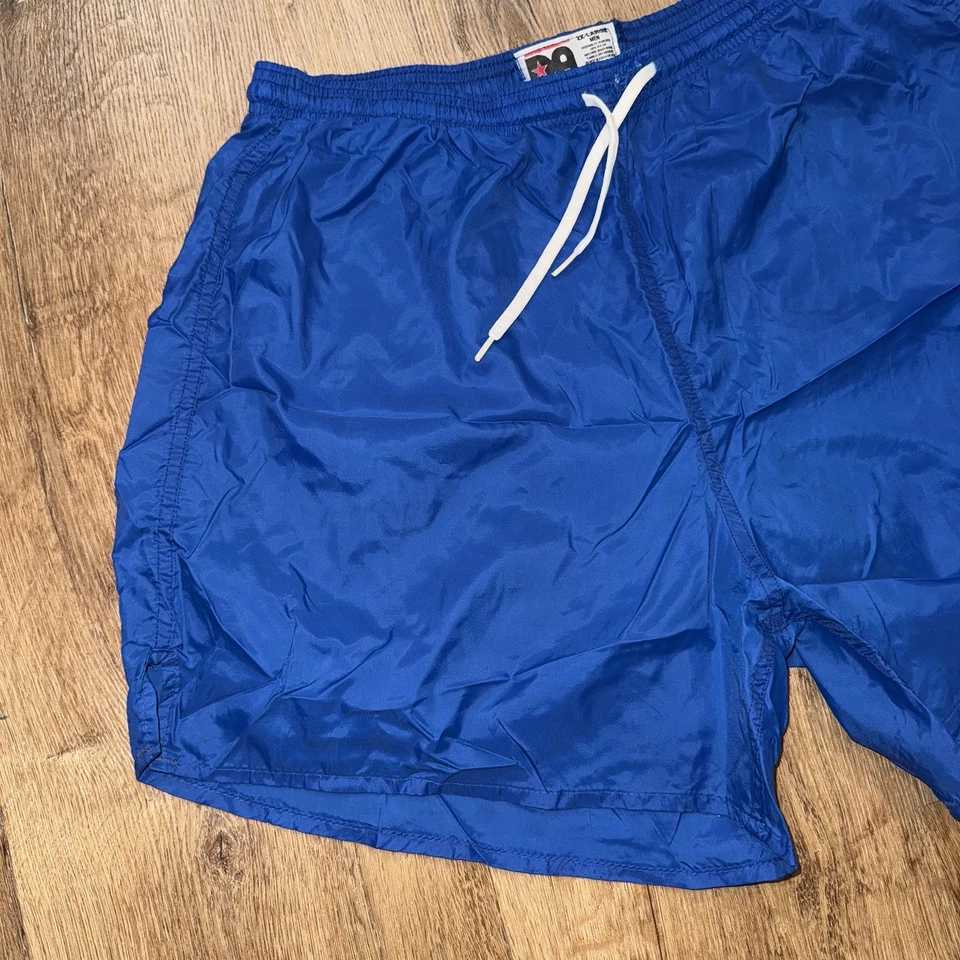 Pantalones Cortos de Fútbol De Colección Azul Sólido Delgado Nylon Brillante DA 80s 90s Para Hombres 2XL XXL Foto 4 de 4