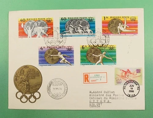 DR WHO 1976 HUNGARY FDC OLYMPICS SPORTS MIXED FRANK USA R29015
