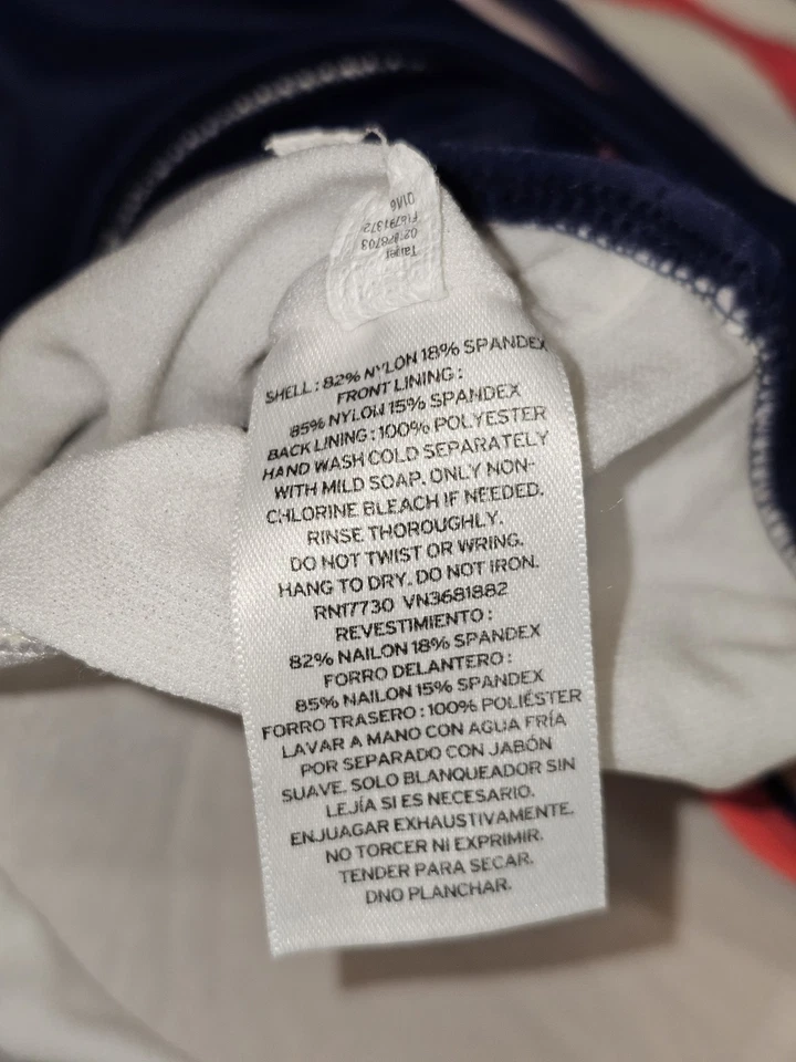 Ava & Viv One Piece Swim Bathing Suit Bra Ruched Red White Blue Women's Size 20W - Image 4 of 4