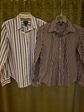 2 Chaps Womens Striped dress shirts size Large