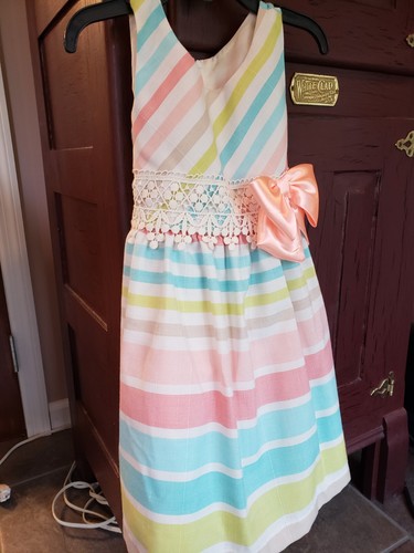 Bonnie Jean Little Girls Dress Size 4 Tag $55 Stripes Galore Multi Brand New - Picture 13 of 14