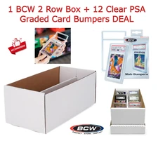 BCW Graded Shoe Box 2 Rows + 12 Clear PSA Trading Card Slab Bumpers Quality DEAL