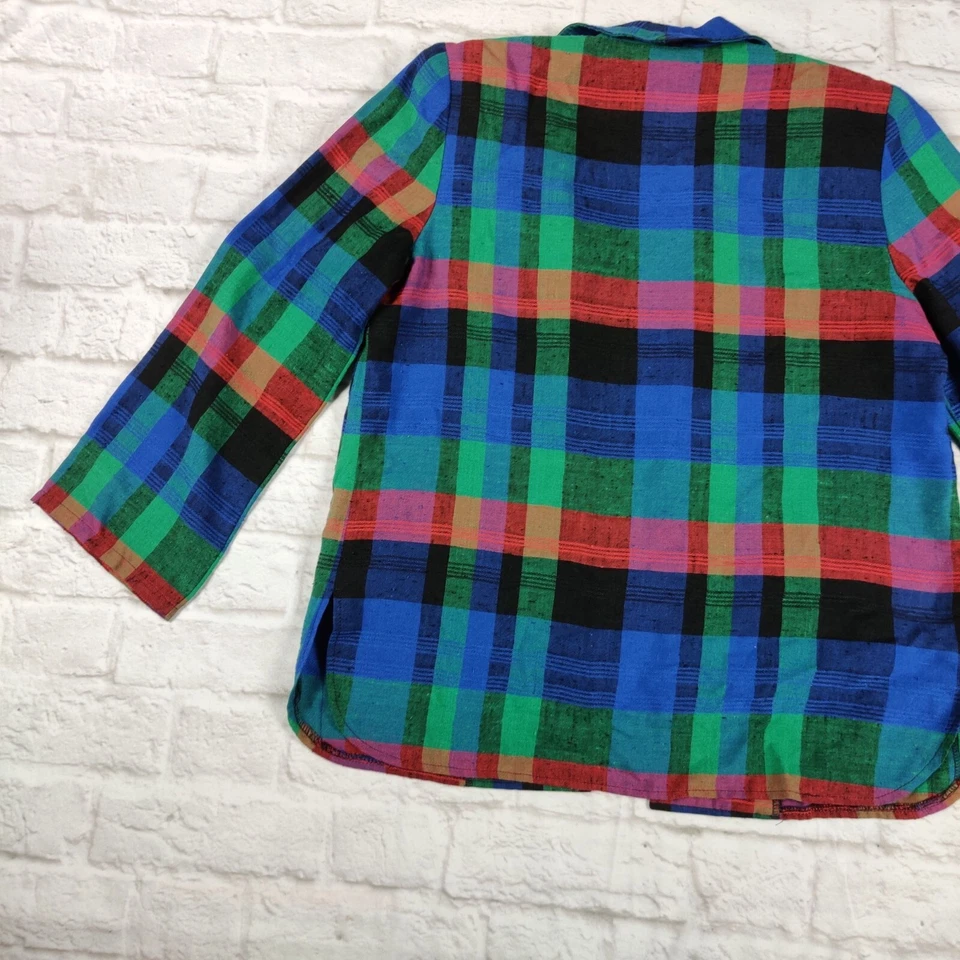 Blazer eléctrico vintage JG Collection by Joyce hombreras delanteras abiertas a cuadros talla 18 Foto 3 de 4