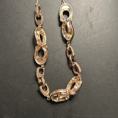 COACH Signature C Link RoseGold-Tone Crystal Designer Chain Necklace(Worth $225)