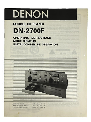 Original 1993 Vintage Denon DN-2700F CD Player Owners Instruction Manual