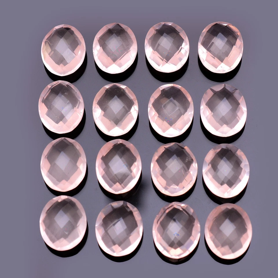 AAA+ Natural Rose Quartz Loose Gemstone 10x12mm Oval Briolettes For Jewelry - Image 3 of 4