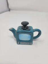 The Teapottery Tiny TV Miniature Teapot Green Retro Ceramic Decorative Only