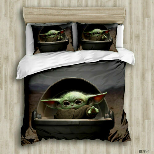 Star Wars Bedding Set 3PCS Duvet Cover Pillowcase Baby Yoda Kids Quilt