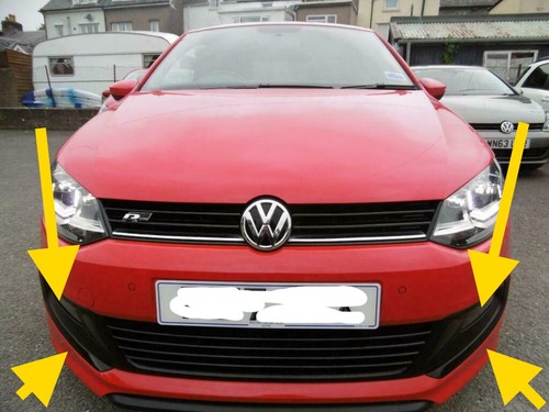 VW POLO R LINE GLOSS BLACK HIGH SHINE GENUINE FOGLIGHT GRILLE LEFT RIGHT 6R 6C - Picture 17 of 24