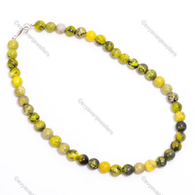 Serpentine B Gemstone Beaded Adjustable Necklace 925 Sterling Silver For Girls