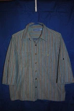 PARADISE BAY Multi Color Striped Button Down Shirt Size L
