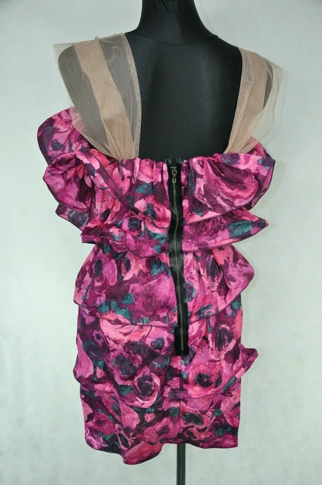 LANVIN x H&M Women's Pink Floral Ruffled Tiered Dress size Us 6 - Image 3 of 4