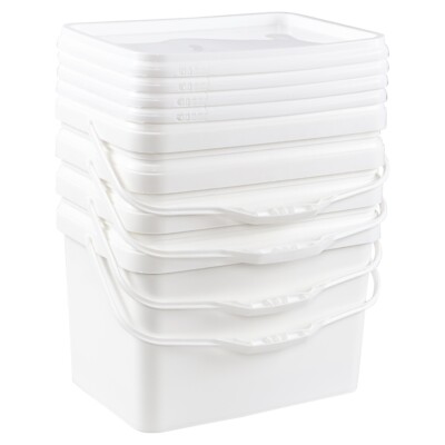 Idotry 4-Packs Plastic Bucket Pail with Handle Food Grade Containers, 5.3 Gallon