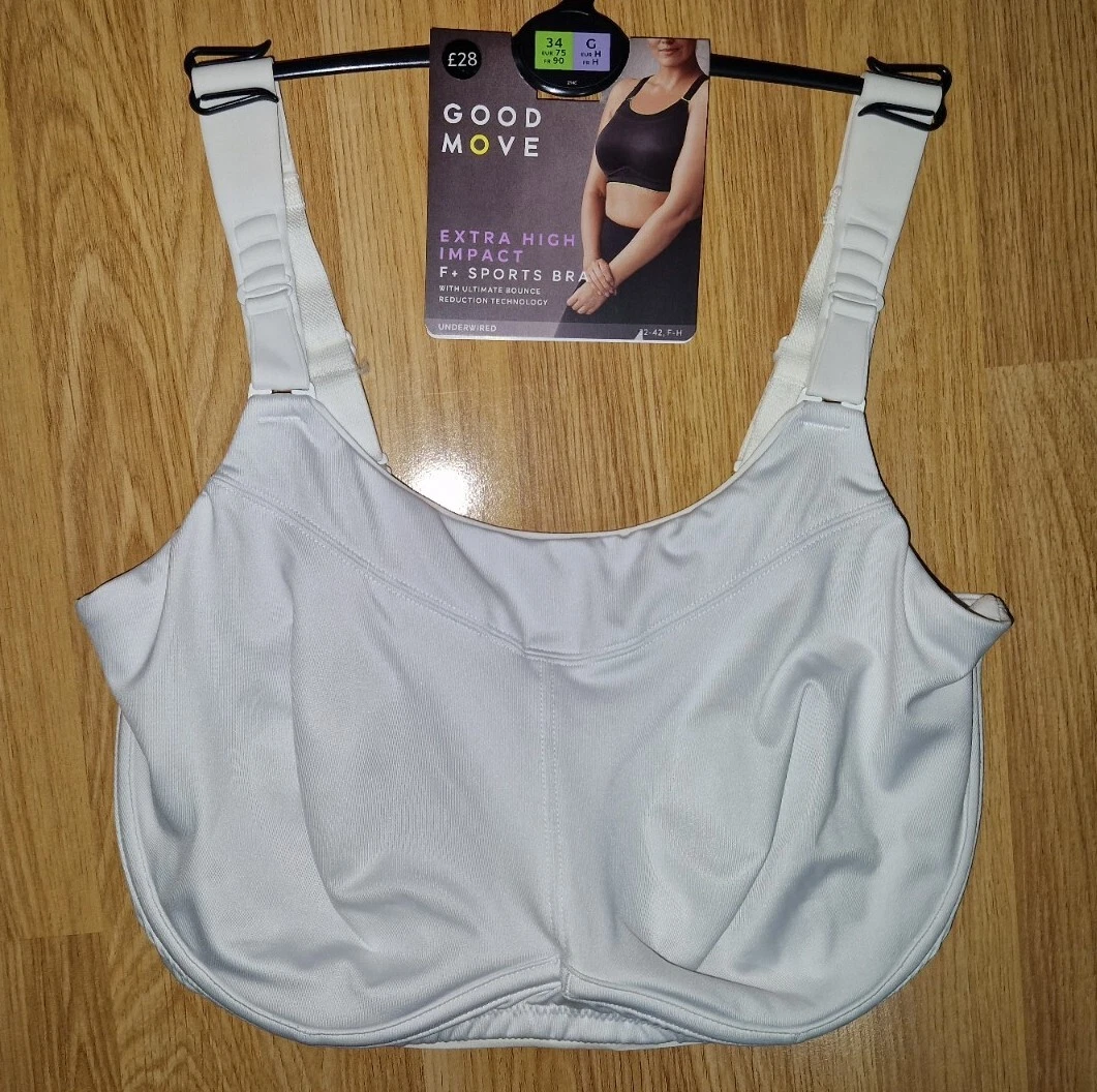 M&S ladies 34G 34 G sports bra EXTRA HIGH IMPACT underwired WHITE Good Move  BNWT