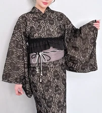 Japanese Yukata Summer kimono 3-Piece 2-Way Lace Floral Separates Set women's