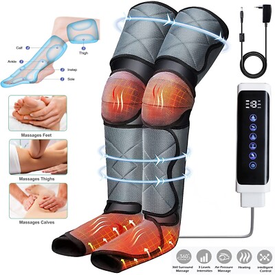 Full Leg Massager Air Compression for Circulation Calf Feet Thigh 6 Modes Heat