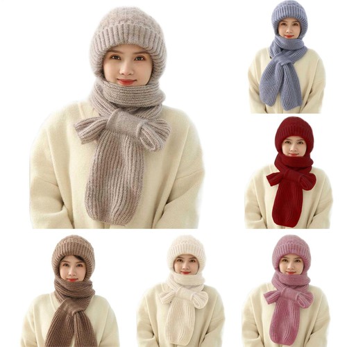 2In1 Winter Women Ladies Woolly Thick Knit Hat And Scarf Set Soft Warm Wooll USA