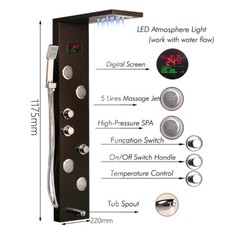 LED Column Massage Jets Sprayer Shower Panel Waterfall Rain Shower Hand Shower