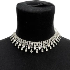 Perial Co Rhinestone Fringe Trim Silver Crystal Sold by the Yard US Seller