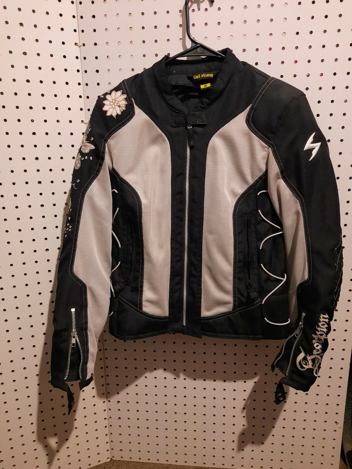 Scorpion Motorcycle Jacket Sm Exo Skeletal Black Embroidered Riding Get