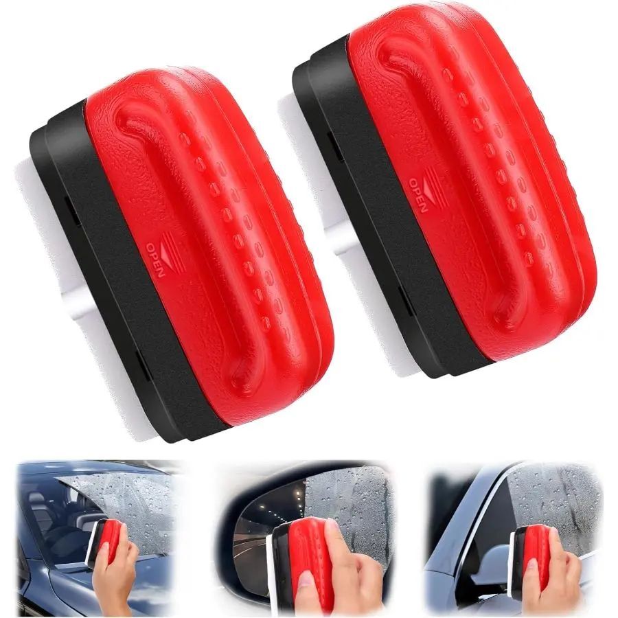 2 Pcs Car Oil Film Cleaning Brush & Glass Scraper for Auto Detailing