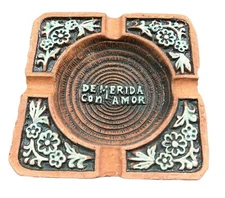 De Merida Con Amor Ashtray Vintage Smoker Tobacco Cigarette Pottery 4 Inch