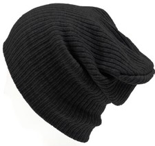 Mens Ladies Knitted Woolly Winter Slouch Beanie Hat Cap One Size skateboard