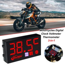 Motorcycles Digital Clock Voltmeter Thermometer Motorbike Meter Waterproof Gauge