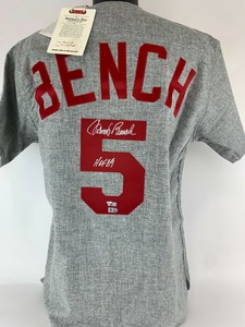 johnny bench autographed jersey