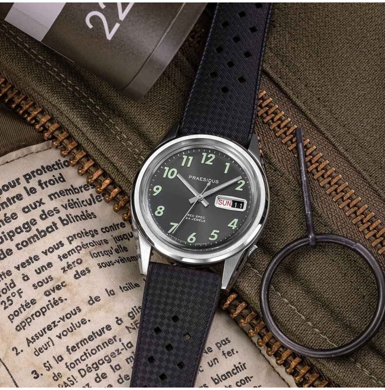 Montre Homme Praesidus REC SPEC OG SUNRAY - Automatique - Boîtier 38mm Acier - Cuir Marron - Neuf